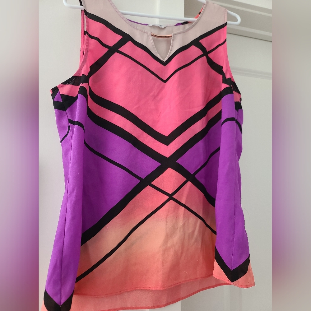 Calvin Klein Pink and Purple Graphic Tank Top